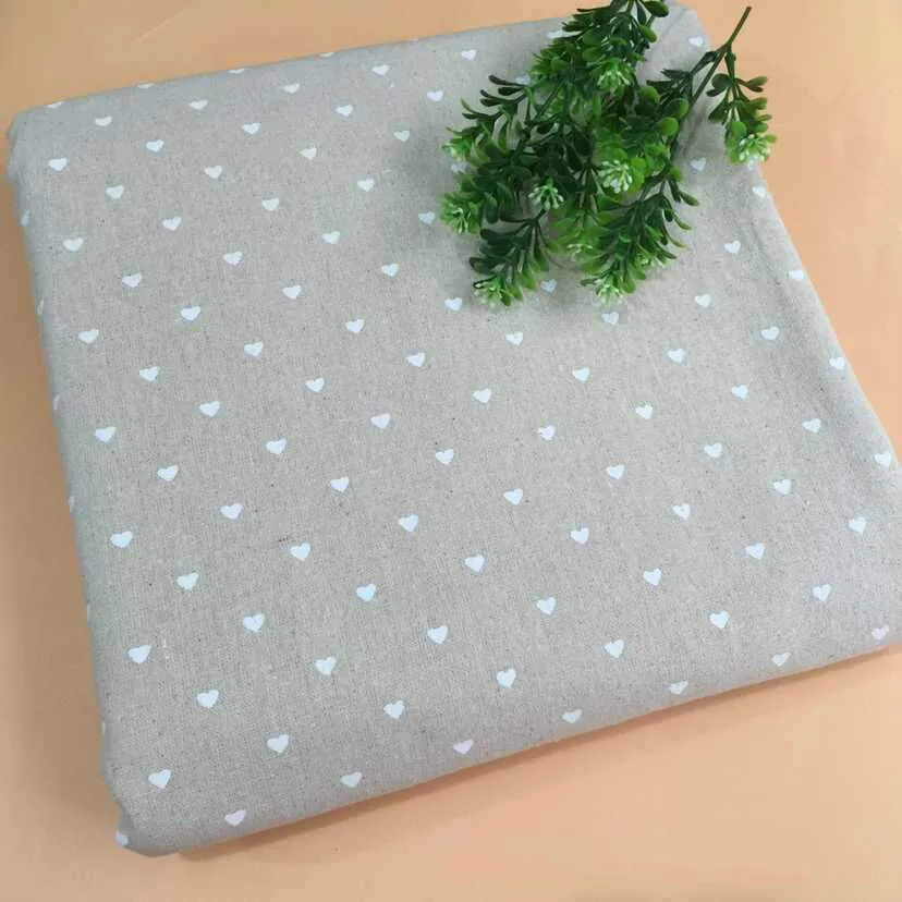 

Buulqo Retro Cotton Linen Fabric Printed Heart for DIY Curtain Tablecloth Home Decor Cotton fabric 50*150cm