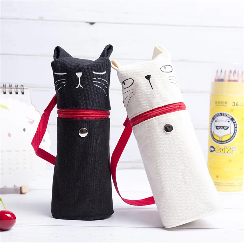 1 шт. Kawaii Emoticon Cat Холст Ручка сумка Канцелярские Пенал большой ёмкость пенал