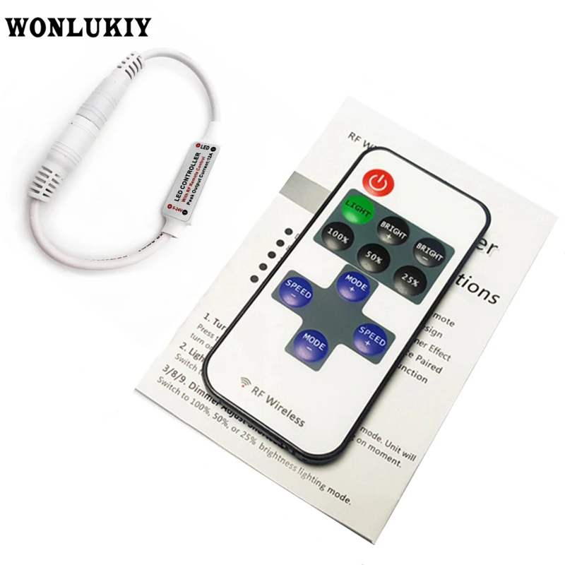 Мини контроллер WONLUKIY для светодиодной ленты регулятор яркости 6 А беспроводной