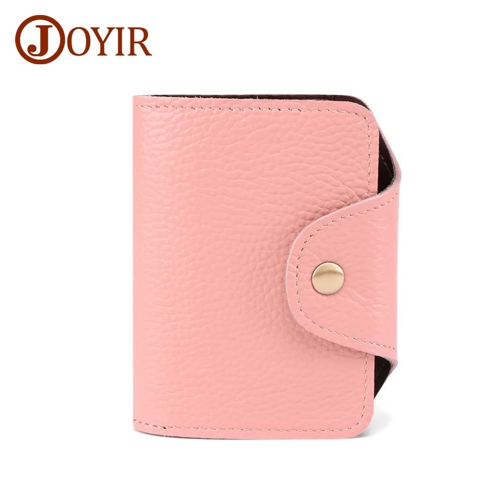 JOYIR Card Holder Wallet RFID Women Genuine Leather 11 Bits Card Case Business Credit Card Holder Card Wallet Clutch Handbag - Цвет: Pink