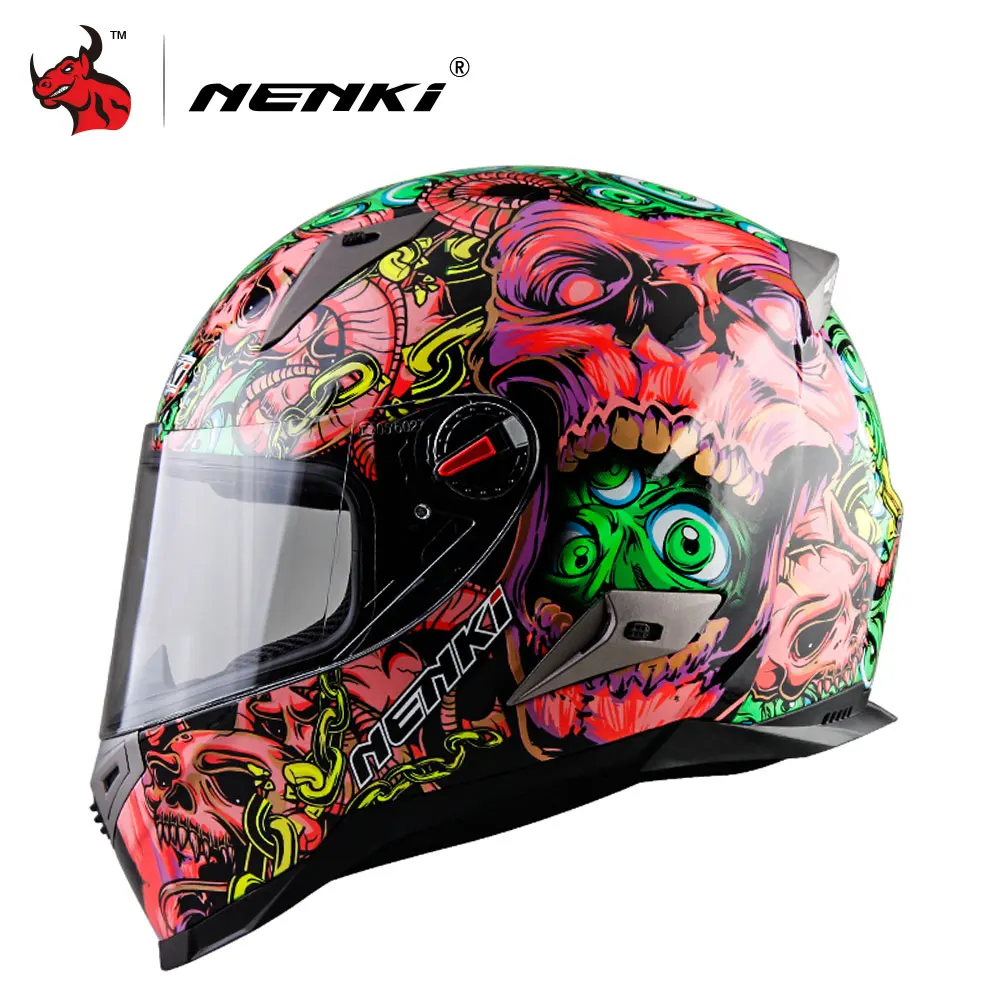 pink skeleton NENKI мотоциклетные шлемы с сертификацией ECE Moto шлем для мотокросса мотоциклетный шлем для мотокросса - Цвет: pink skeleton