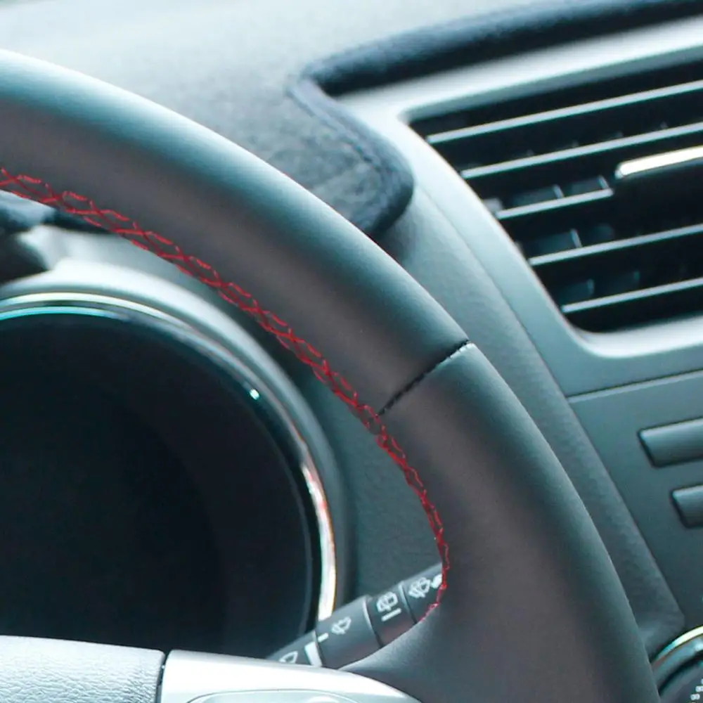 Red line No holes Yuji-Hong Чехлы рулевого колеса автомобиля чехол для Toyota Verso EZ Avensis натуральная коровья кожа ручной работы верхний слой коровья кожа - Название цвета: Red line No holes