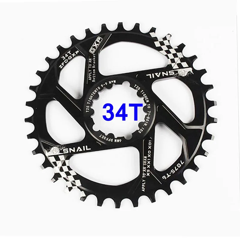 Round-Black-34T Улитка 7075 MTB велосипедная система 34 T кольцо цепи велосипеда Fit SRAM gxp XX1 X9 XO X01 BB30 цепное кольцо цепное колесо 30 T/32 T/34 T - Цвет: Round-Black-34T