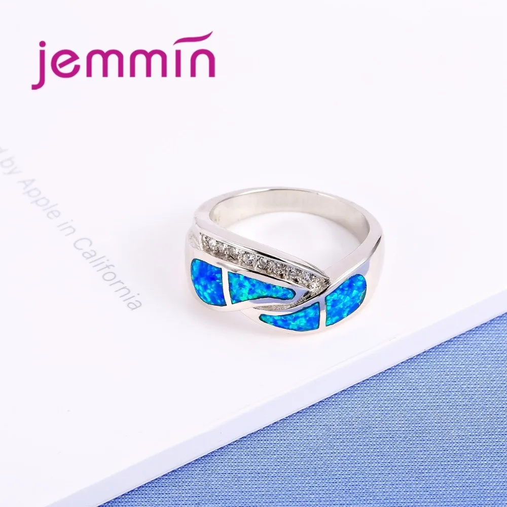 Ретро стиль полые синие огненные опаловые кольца для женщин и мужчин тонкие S925