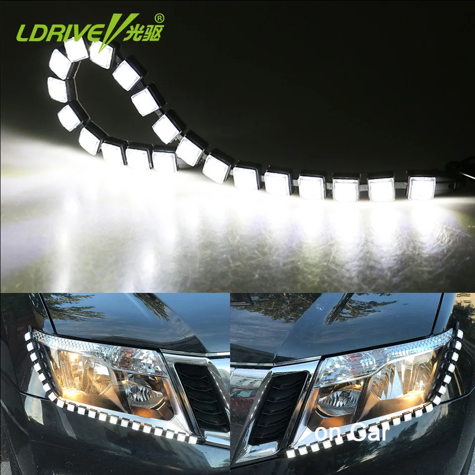 LDRIVE гибкие DRL 6/8/9/10/12/14/16/18/20 светодиодные Белые ледяные синие дневные огни Дневные