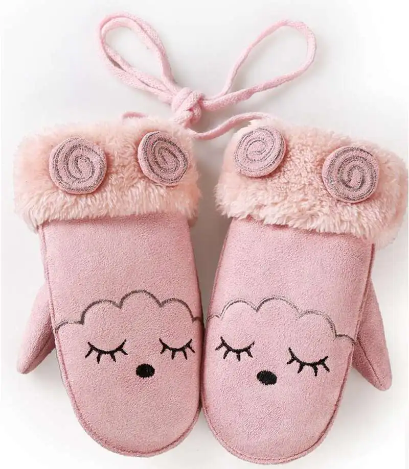 smile pink Новинка года; зимние детские перчатки; плотные теплые детские перчатки с милым рисунком; зимняя одежда для маленьких девочек; детские варежки для девочек - Цвет: smile pink