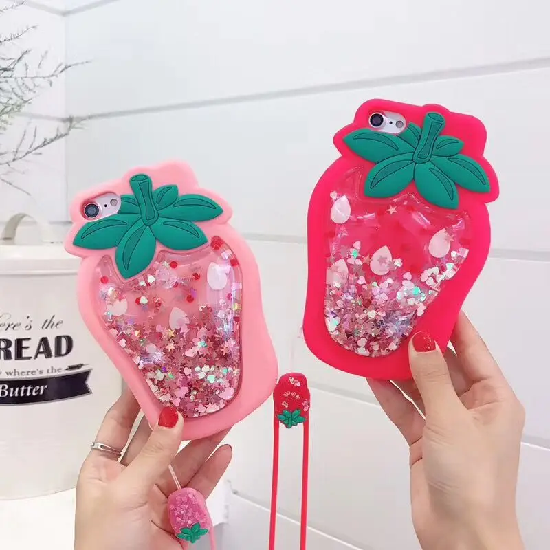 3D клубничный жидкий зыбучий песок Ананас мороженое арбуз чехол для iPhone X XS MAX XR 5 5S