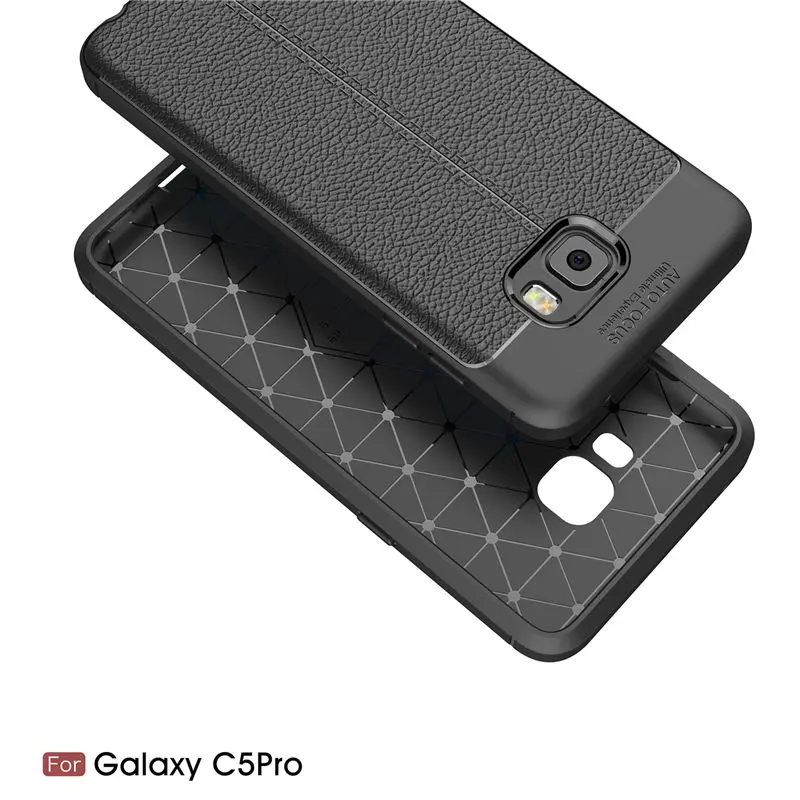 Ультратонкий чехол s для samsung Galaxy C5 Pro мягкий силиконовый из ТПУ с рисунком личи |