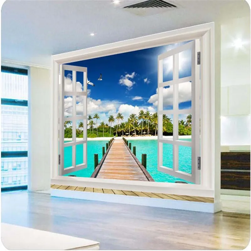 3d обои высокого качества для фото с изображением природы пляжа океана окна