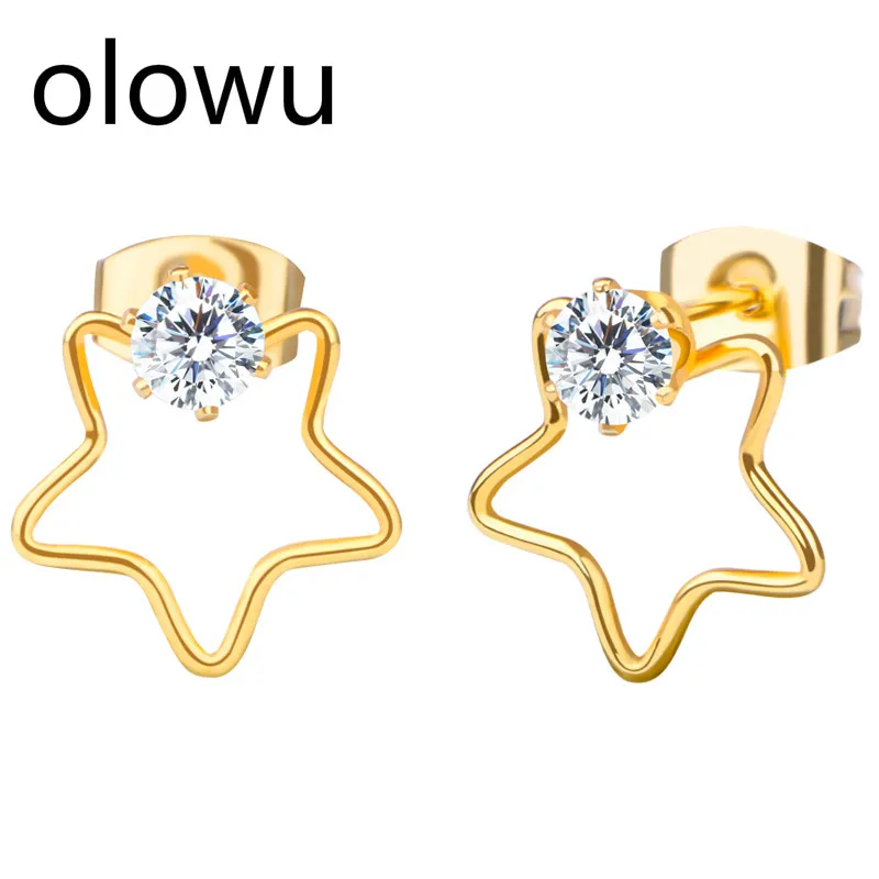 Olowu модные серьги в форме полой звезды женские Драгоценности аксессуары гвоздики