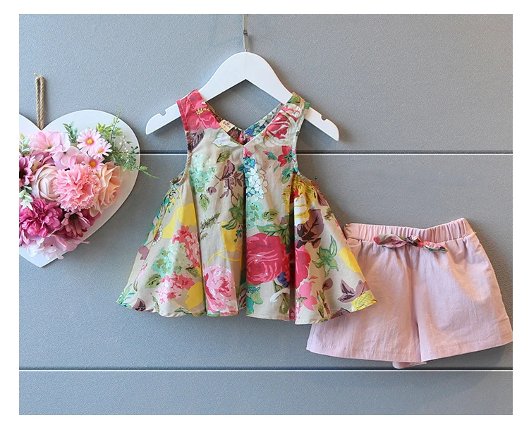 Matakid детская одежда 2017 пастырской Стиль Комплекты летней одежды для девочек