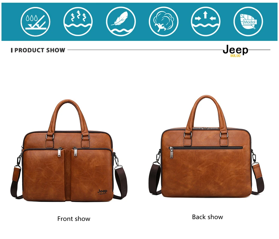 Мужской портфель с плечевым ремнем jeep buluo, оранжевый кожаный портфель для ноутбука, брендовая деловая сумка, повседневный переносной портфель, все сезоны