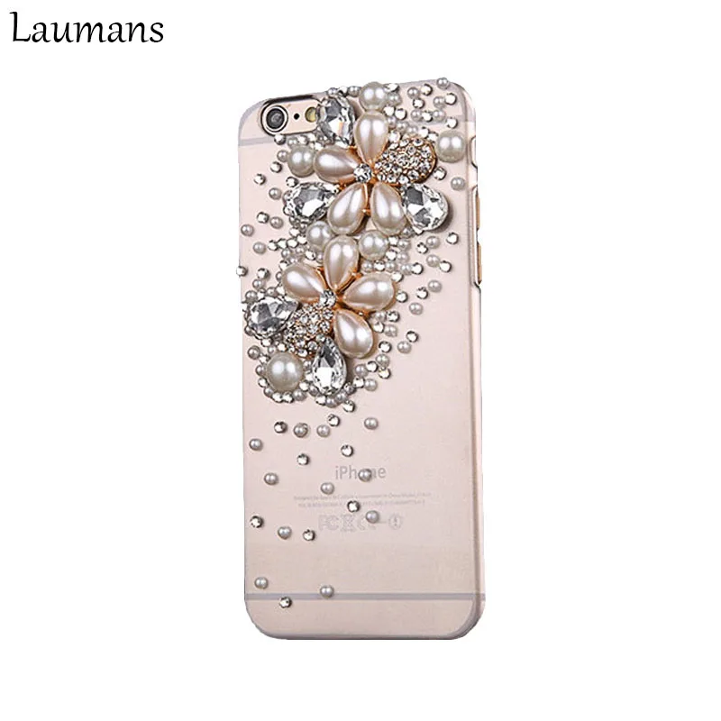 Модный Топ качество телефон случаях для Apple iPhone 6 6S XS Жемчужный Цветок 3D Bling