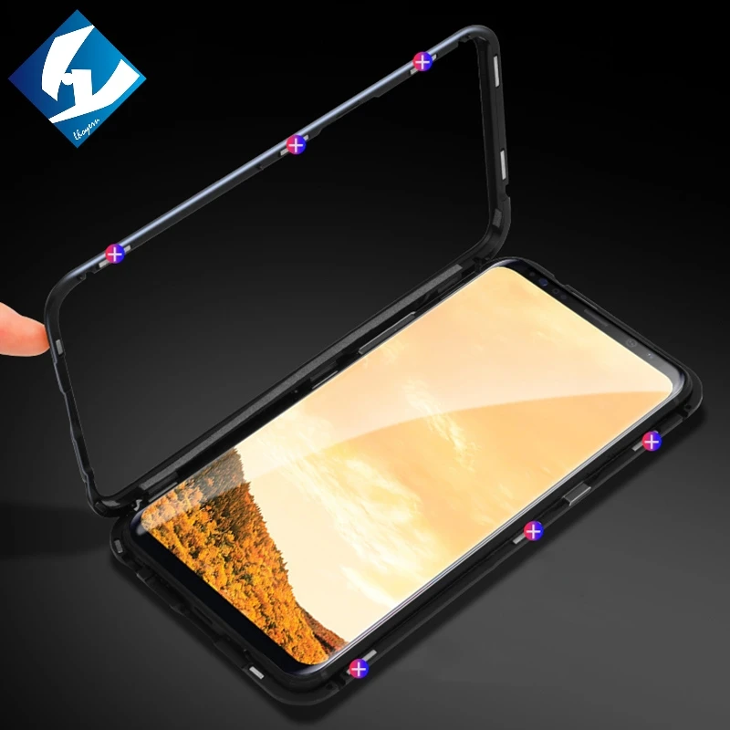 Магнитный чехол с откидной крышкой для samsung Galaxy A9 A7 2018 стекло Назад металлический