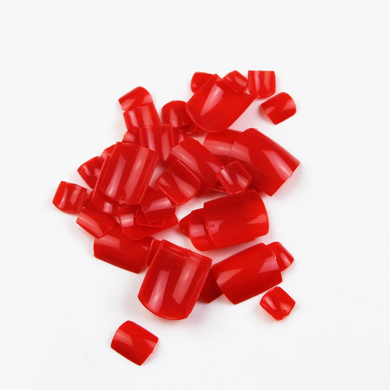 red Искусственные ногти, художественные кончики пальцев, искусственные кончики пальцев, Pieds Tipsie, ложные дизайнерские короткие стилеты, ногти на ногах, искусственный Французский, ногти на ногах, Nepnagels - Цвет: red