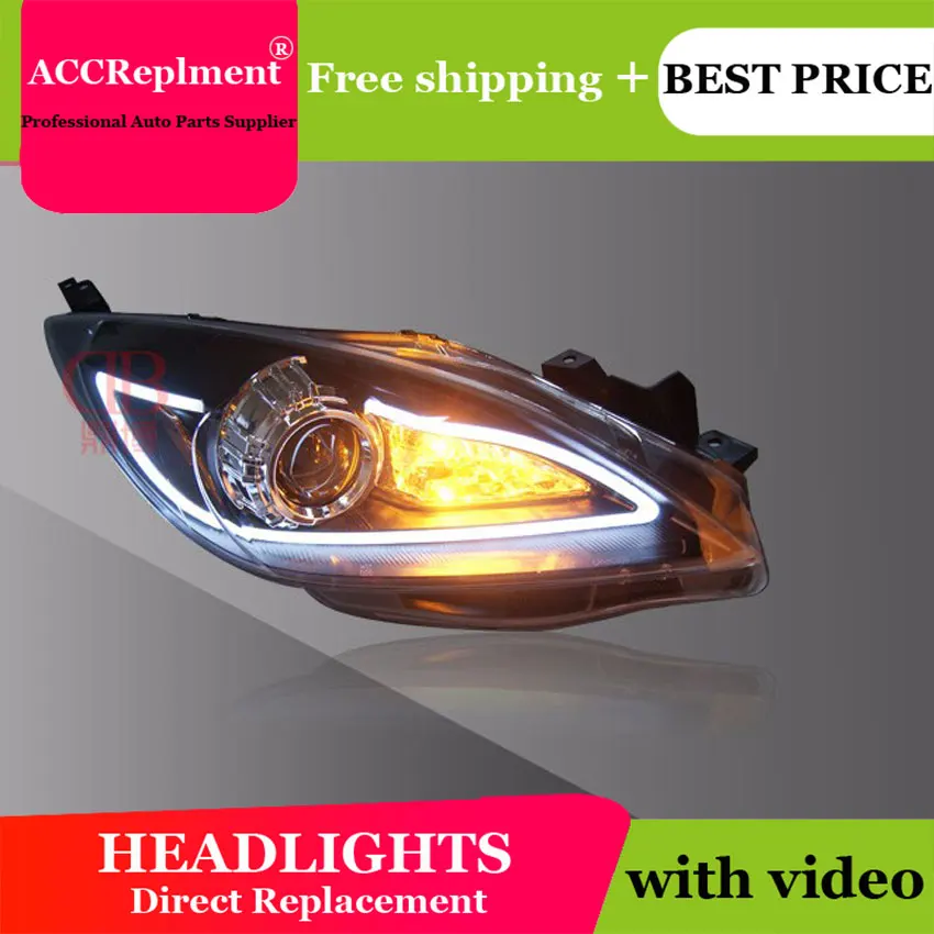

Car Styling for Mazda 3 LED Headlight Mazda3 2006-2012 Sport Headlights DRL Lens Double Beam H7 HID Xenon bi xenon lens