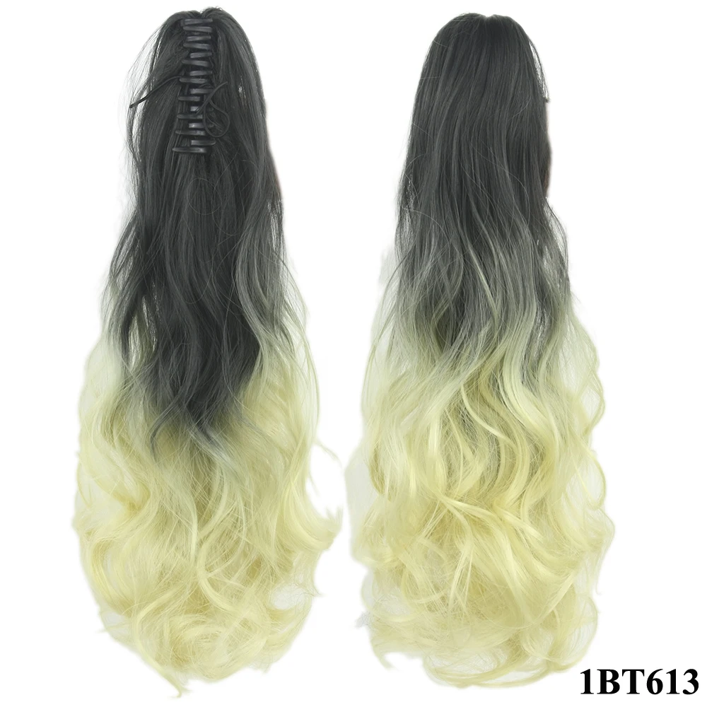 T1B/350 Soowee Розовый Красный Фиолетовый Омбре Косплей волосы коготь конские хвосты клип в наращивание волос шиньон конский хвост накладные волосы на шпильках - Цвет: T1B/350
