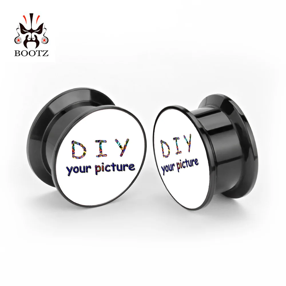 custom ear plugs black screw acrylic tunnels piercing body jewelry ear gauges free shipping