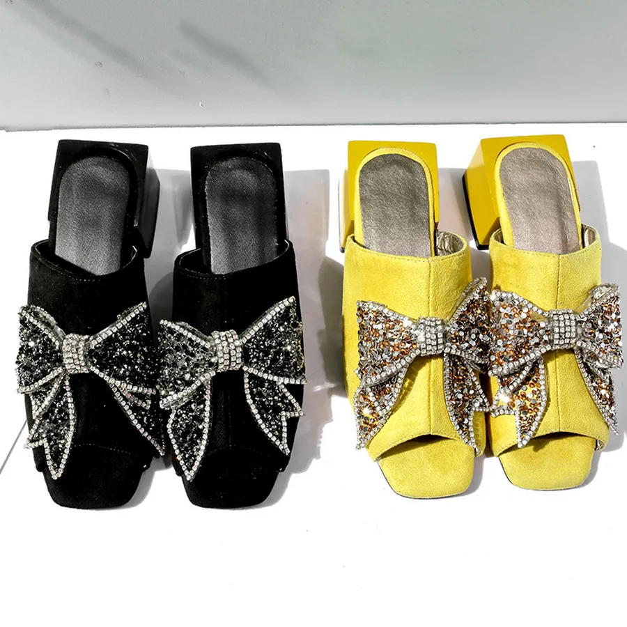 EVCHAR/новые модные шлепанцы с бантиком бабочкой женские туфли без задника на