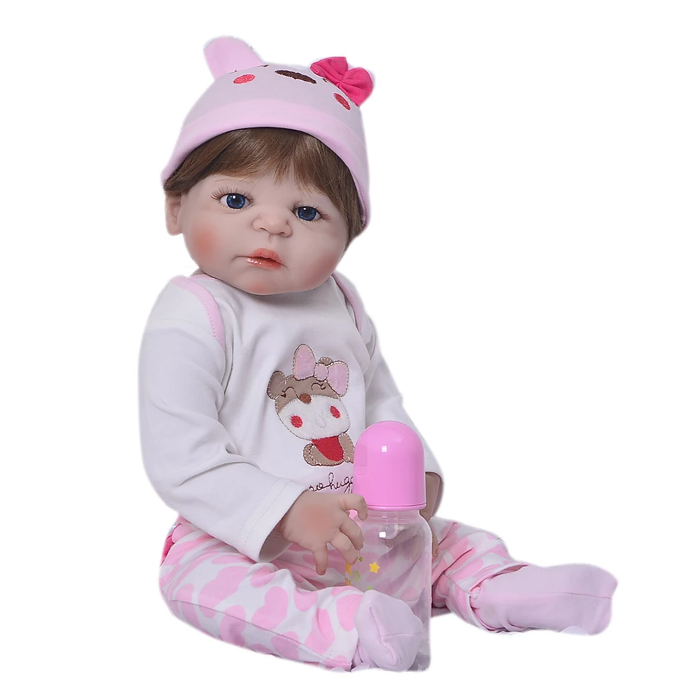 NPK 55 см Реалистичная полная силиконовая кукла реборн игрушки живые Bebe коричневые
