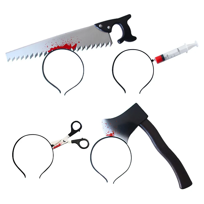 2019 Хэллоуин DIY кровавый реквизит топор Hacksaw нож повязка на голову декор для