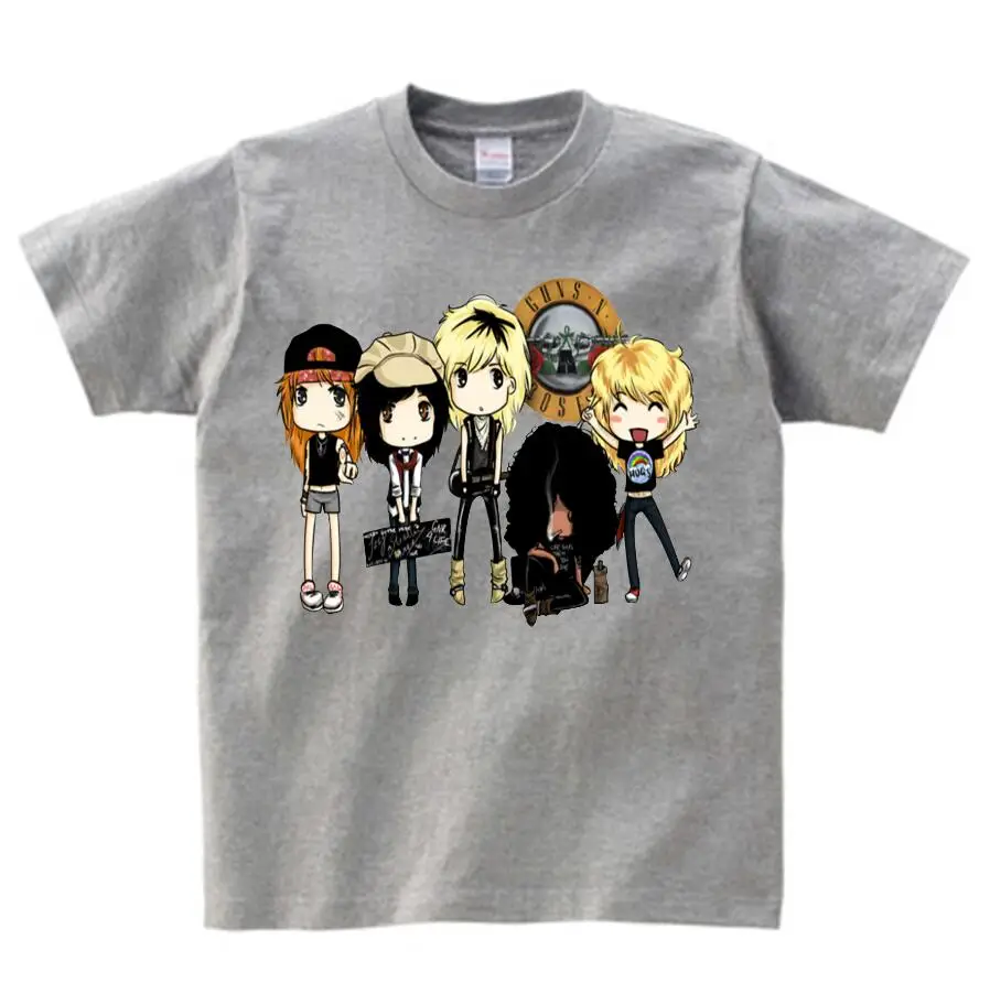 graw childreT-shirt Дети печати косая скала группа пистолет N Roses футболка с круглым вырезом Рубашка с короткими рукавами лето мальчик и девочка Прохладный Повседневное футболка футболки для грудничков NN - Цвет: graw childreT-shirt