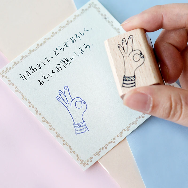 1 шт. пальчиковые указатели серии жесты деревянные и резиновые штампы для