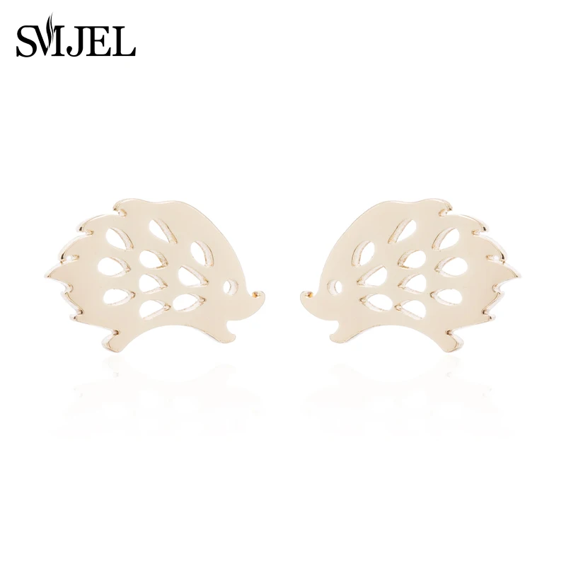 Gold Earing SMJEL минималистичное милое геометрическое ожерелье с ежиком для женщин девочек модное животное-оригами очаровательные аксессуары для изготовления украшений - Окраска металла: Gold Earing