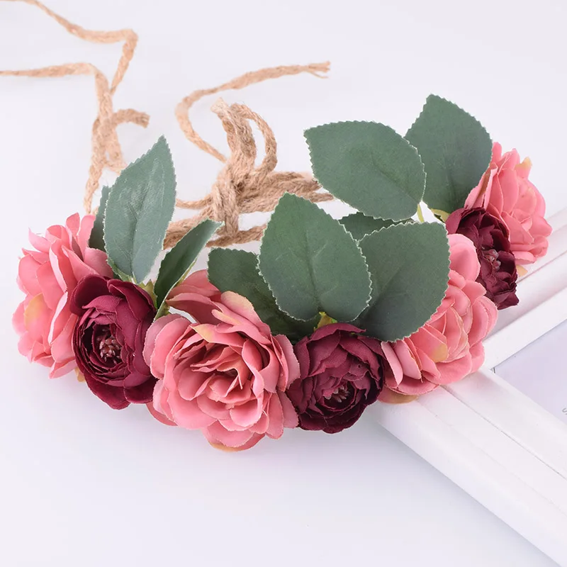 CXADDITIONS Роза Гвоздика Пион цветок Корона Люкс повязка на голову с цветочным узором