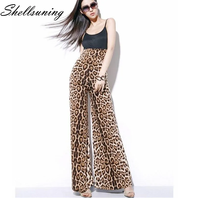 Shellsuning брюки женские 2019 осень повседневные штаны Весна Высокая талия Leopard