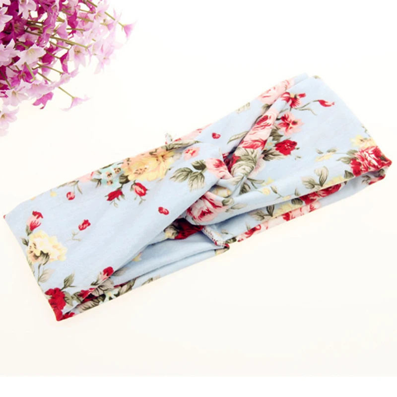 Женский винтажный головной убор с цветочным принтом широкая эластичная резинка