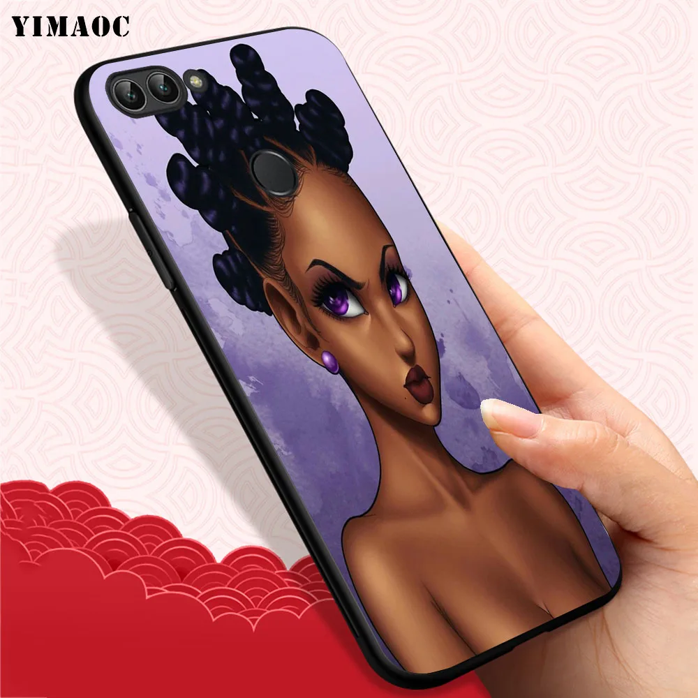 YIMAOC MELANIN POPPIN черный мягкий чехол для девочки huawei Honor Note 10 9 Lite 8C 8X8 7X 7A 3 GB Pro 7C 6A |