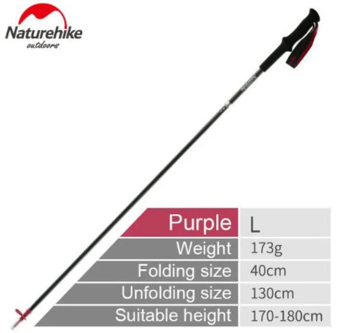 Purple 130cm Naturehike сверхлегкий 4-секции складной регулируемый трекинговых палок углеродного волокна прогулки Пеший Туризм палочки NH18D020-Z - Цвет: Purple 130cm