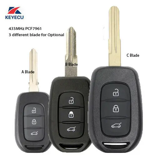 Пульт дистанционного управления KEYECU с 3 кнопками 433 МГц PCF7961M для Renault Duster Dokker Trafic
