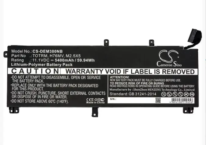 Аккумулятор Cameron Sino 5400 мАч для ноутбука DELL Precision M3800 XPS 15 9530 07D1WJ 0H76MY 245RR 7D1WJ |