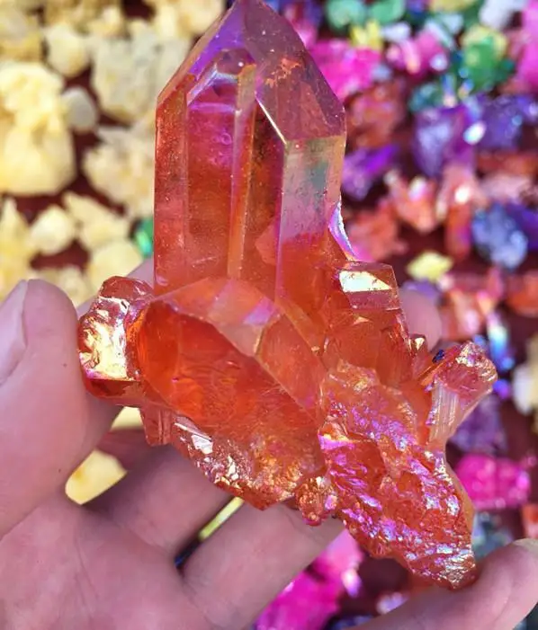 Новый модный гальванический Красный Кристалл кластер кристалл образец домашнее