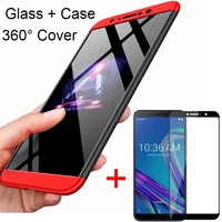 3 in 1 360 tempered glass case for asus zenfone max pro m1 zb602kl back cover case for asus zb602kl 602kl zb 602kl glass gift