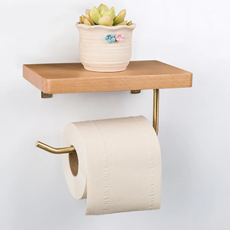 Roll Holder Wood Towel Rack Tissue Box Toilet Paper Shelf Storage Bathroom Supplies | Дом и сад