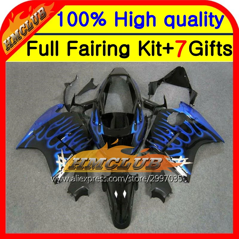 Корпус для HONDA CBR1100XX 96-07 Blue flames CBR1100 XX 96 97 98 99 00 01 42HM39 CBR 1100XX 02 03 04 05 06 07 1100 обтекатель |