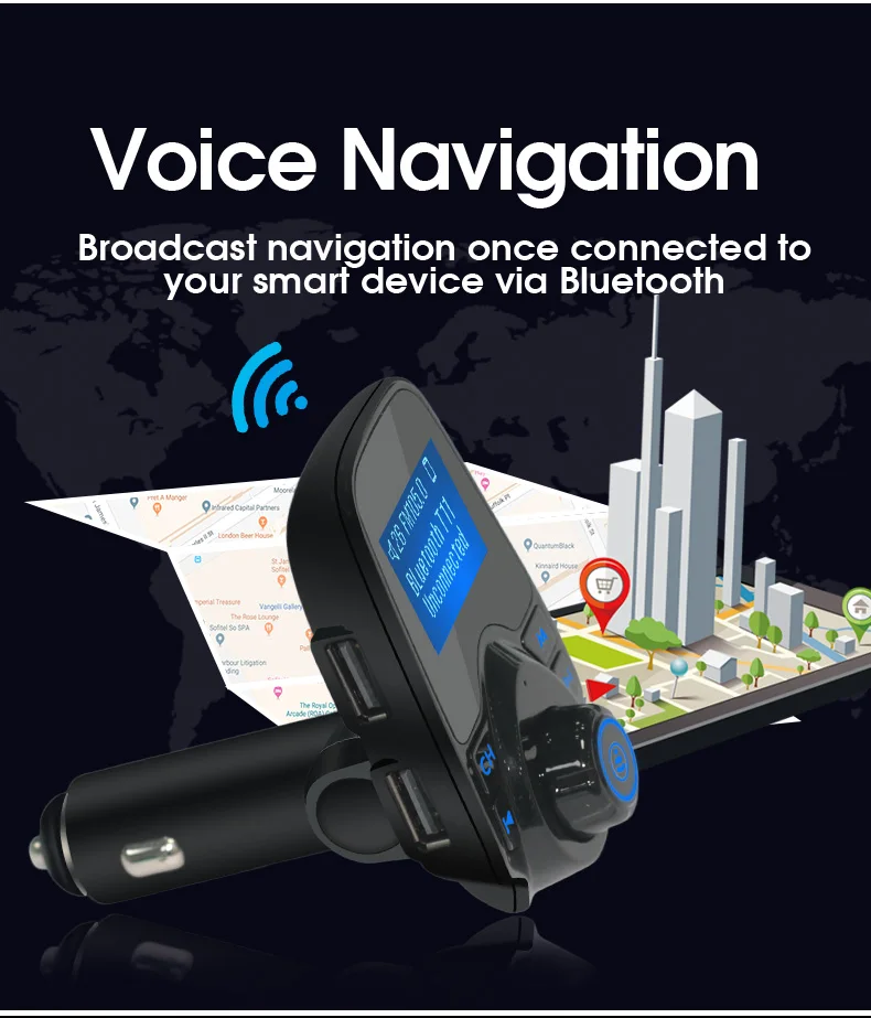 Автомобильный Mp3 аудио плеер беспроводной Bluetooth fm-передатчик модулятор Handsfree автомобильный комплект ЖК-дисплей двойной USB зарядное устройство для iPhone samsung T11
