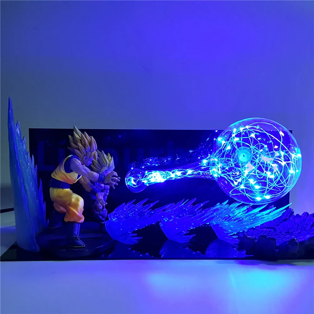 Dragon Ball Z Сон Гоку для папы и сына светодиодный ночные светильники Dragon Ball Z фигурка аниме Гохан Goku kamehameha настольная лампа