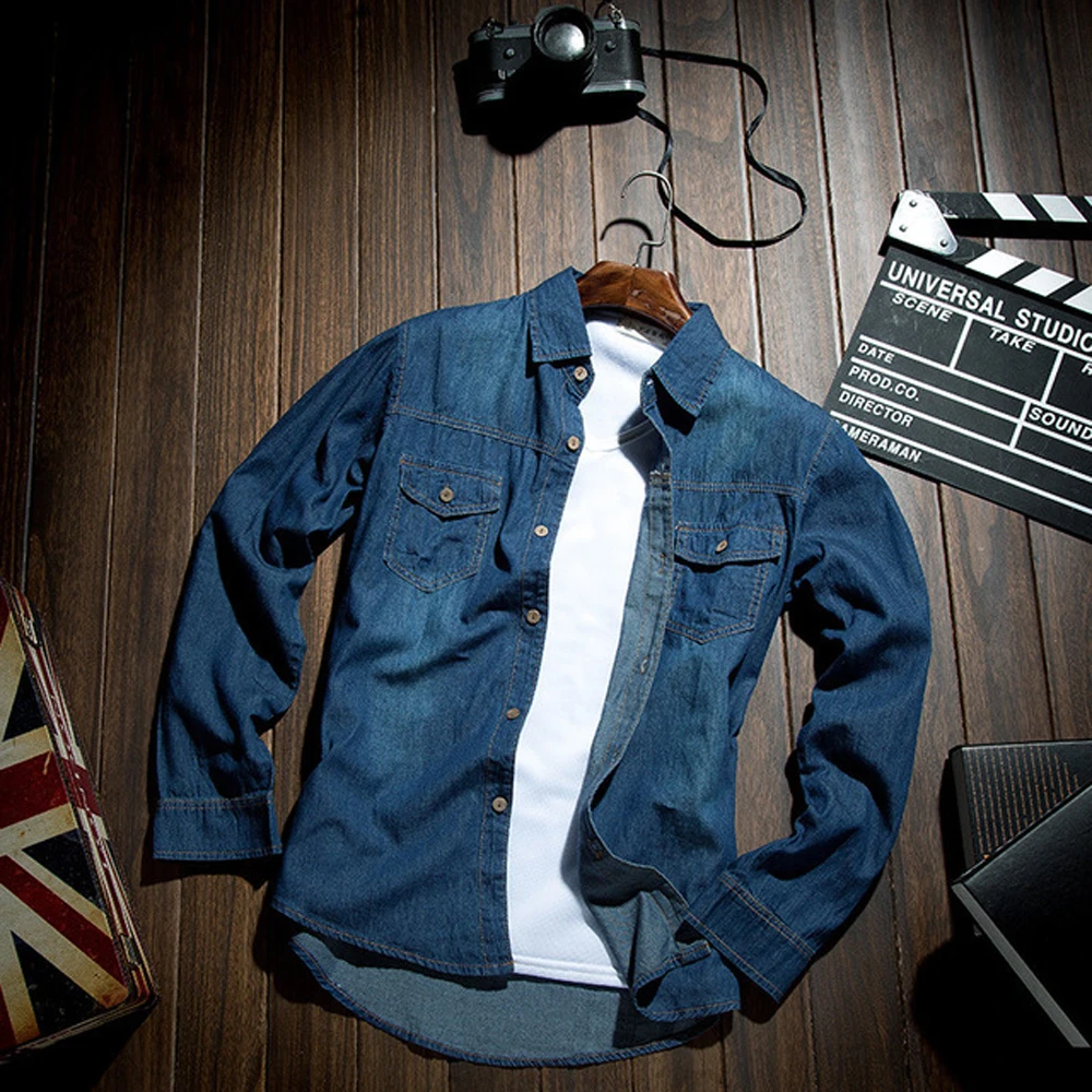 

2021 New Arrival Long Sleeve Camisas De Mezclilla Para Hombre