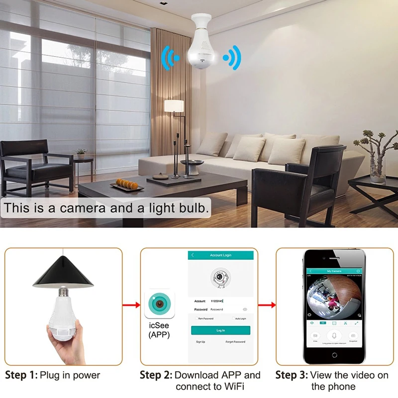 5.0MP умный дом безопасности wifi IP CCTV P2P лампа/лампа камера с двухсторонней звуковой сигнализацией Обнаружение движения для ребенка няня видеоняня