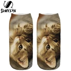 SLMVIAN1 пара разных цветов, женские носки с 3D принтом, милые короткие Носки с рисунком кота, Женские повседневные носки