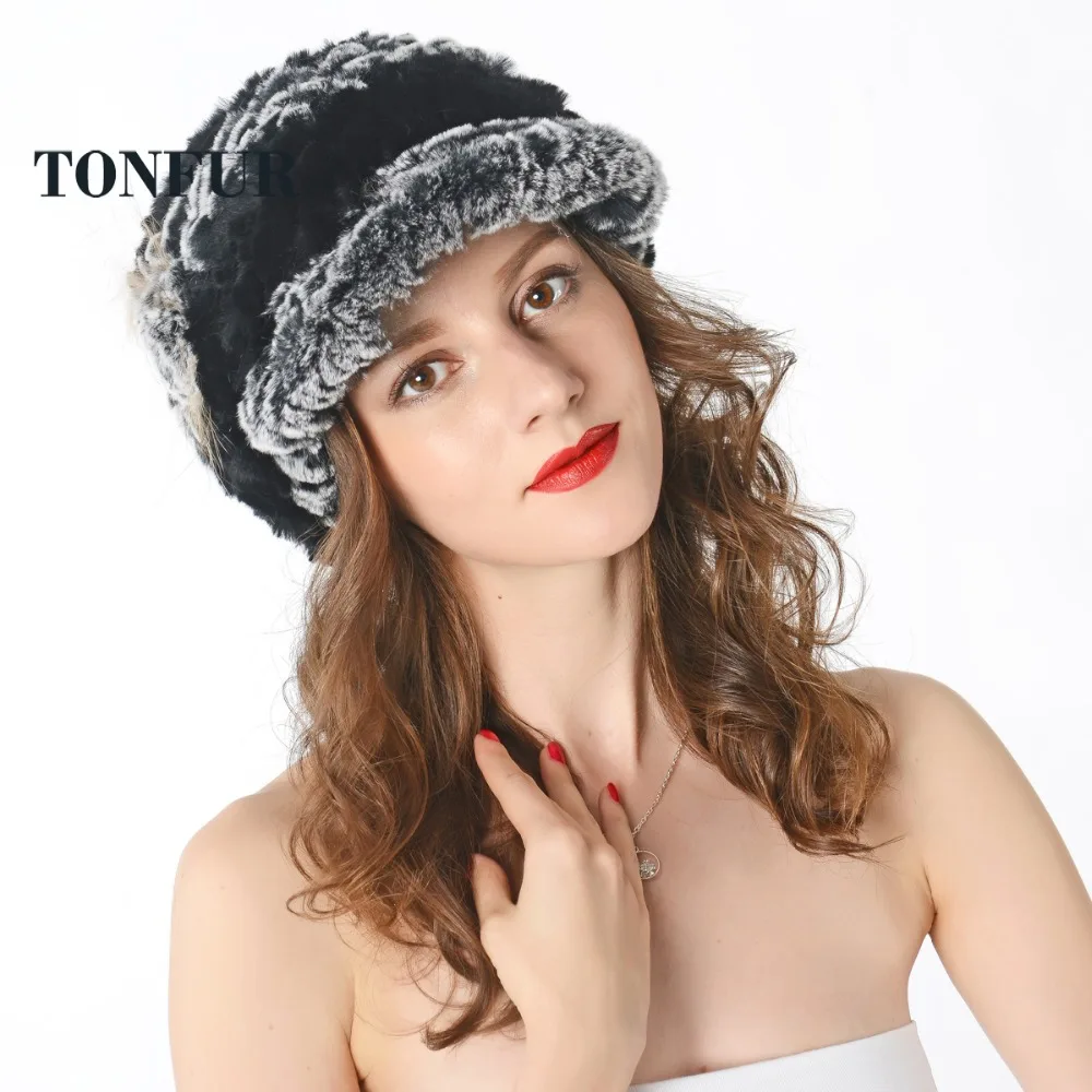 Женская вязаная шапка из меха кролика Рекс 100% натуральный мех бесплатная