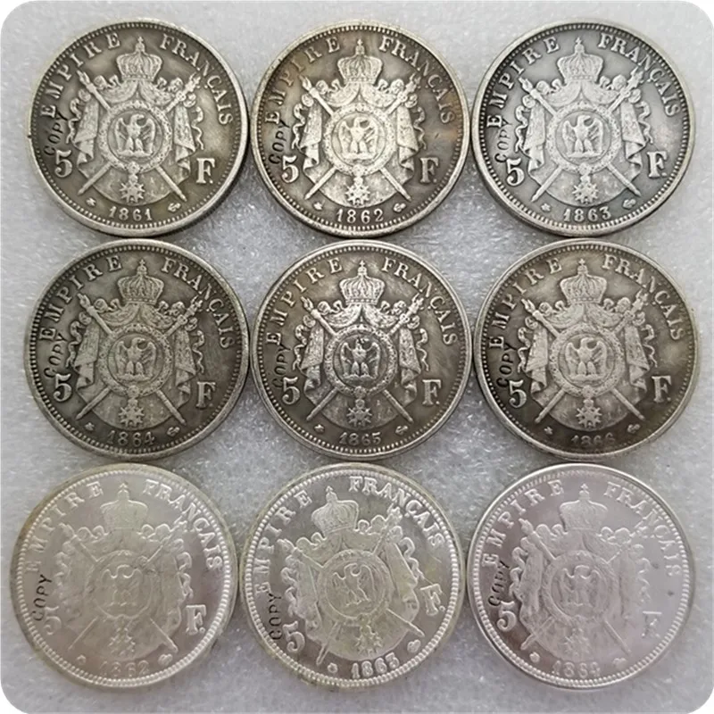 1861 1866 Франция 5 искусственных копий Памятные монеты копии монет