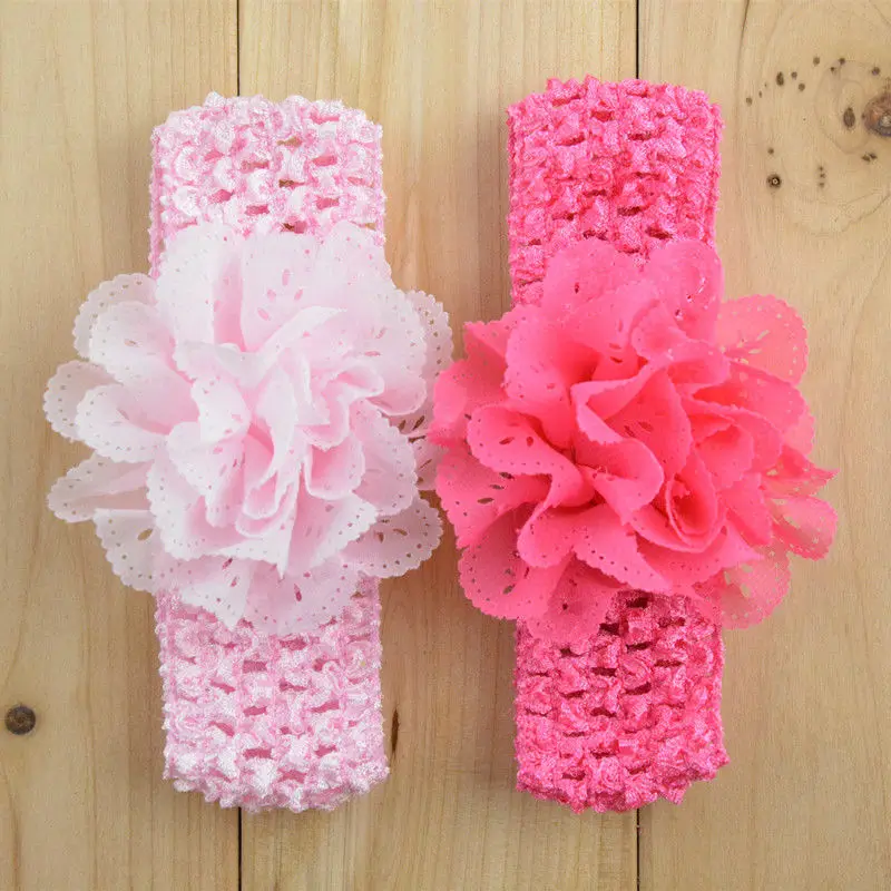 Акция 10 шт./лот шифоновая кружевная вязанная лента на голову с цветком платье для