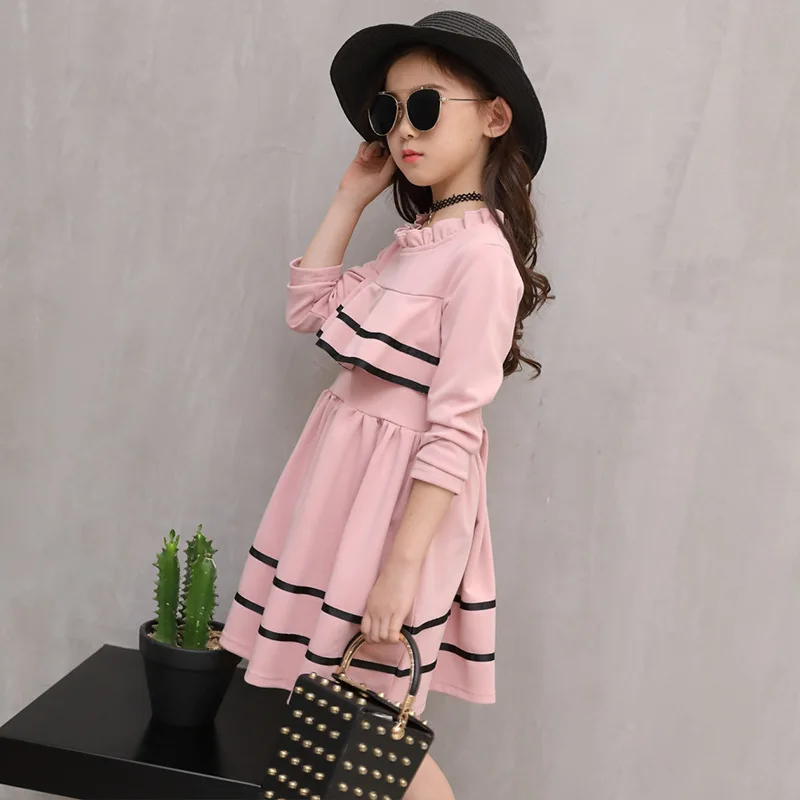 Платье принцессы для девочек зима Длинные рукава трапециевидной формы Вечерние