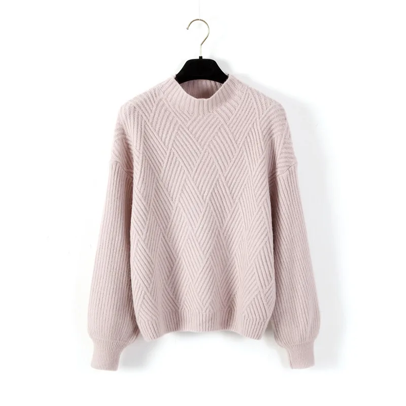 Pull Femme,, зима-осень, вязаный кашемировый свитер большого размера, женский, с рукавом-фонариком, со стразами, базовый, уплотненный, пуловеры