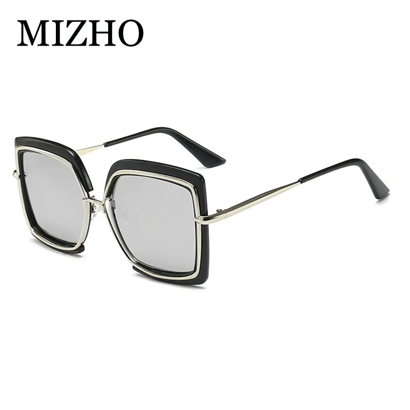 Женские квадратные солнцезащитные очки MIZHO большие затемненные зеркальные с